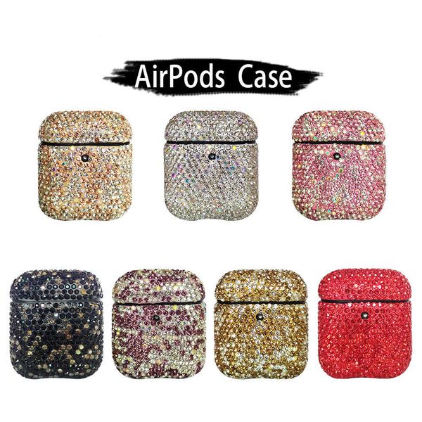 

creative water drill acase for airpods tws i10 i12 case bluetooth rhinestone case dust-proof luxury full drill airpod cover for women girls