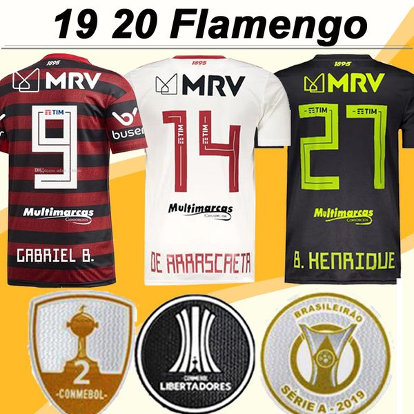 

19 20 flamengo diego ribeiro mens soccer jerseys guerrero h. dourado gabriel vinicius jr home away 3rd football shirts camisetas de futebol, Black;yellow
