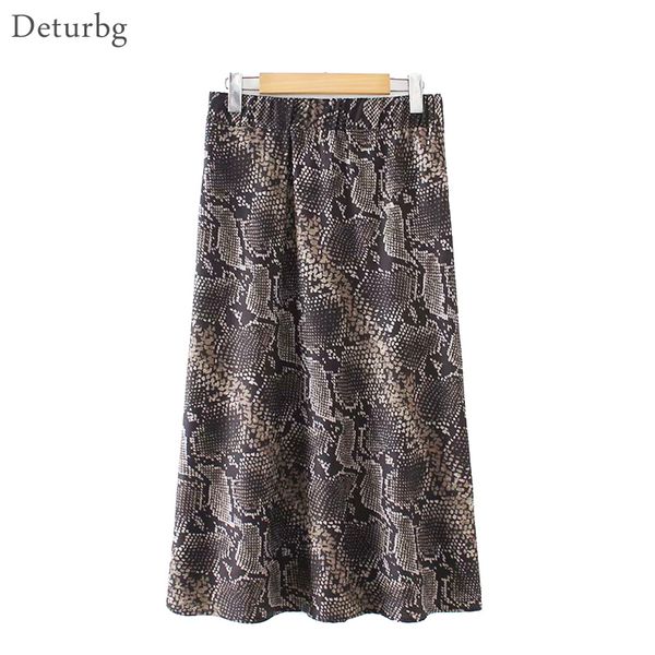 

женщины урожай змея печати midi юбка женская streetwear упругие высокой талией юбки saias faldas mujer moda 2019 spring new sk269, Black