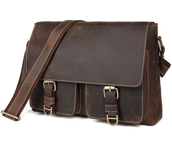 

new men's bag retro cowhide single shoulder straddle bag mad horse bag