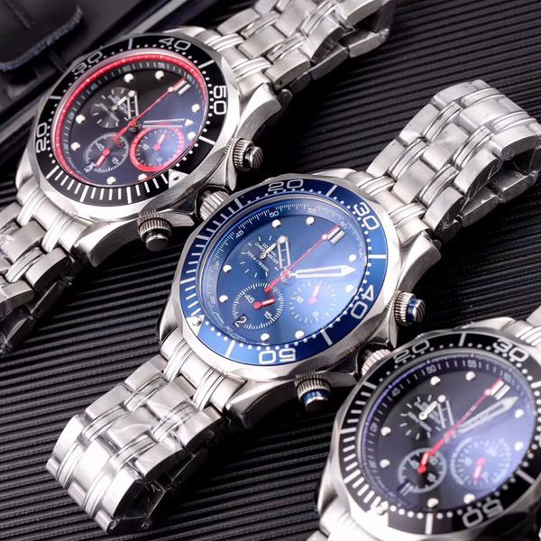 

бизнес мужские часы ос электронный механизм хронограф 316 корпус из нержавеющей стали авто дата серебро стали пряжка ремешок роскошные часы, Slivery;brown