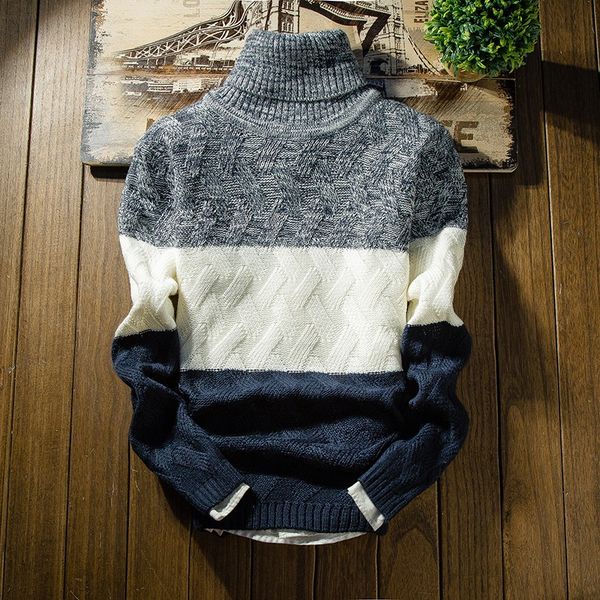 

2018 new winter thick sweater men long sleeve slim fit turtleneck mens christmas sweaters and pullover men, White;black