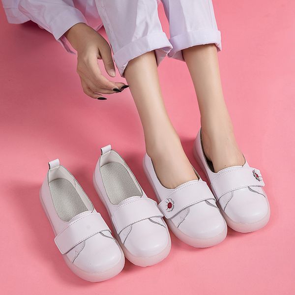 

big size shoes woman female footwear round toe casual sneaker all-match 2019 fashion women's genuine leather sneakers large, Black