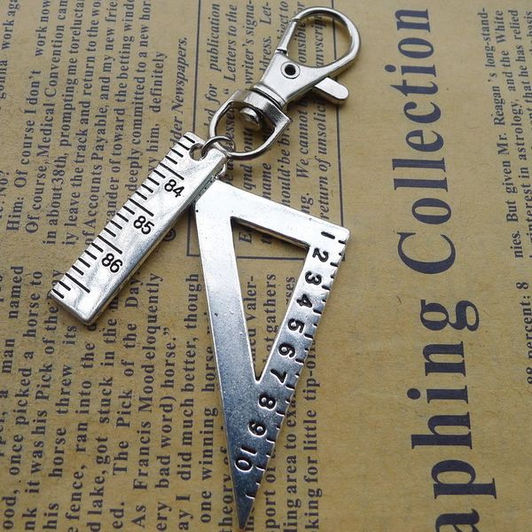 

alloy triangular plate ruler key buckle lobster pendant buckle ancient silver ornaments parts, Slivery;golden