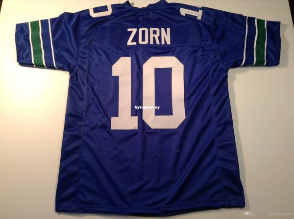

retro custom sewn stitched #10 jim zorn blue mitchell & ness jersey men's football jerseys college ncaa, Black;red