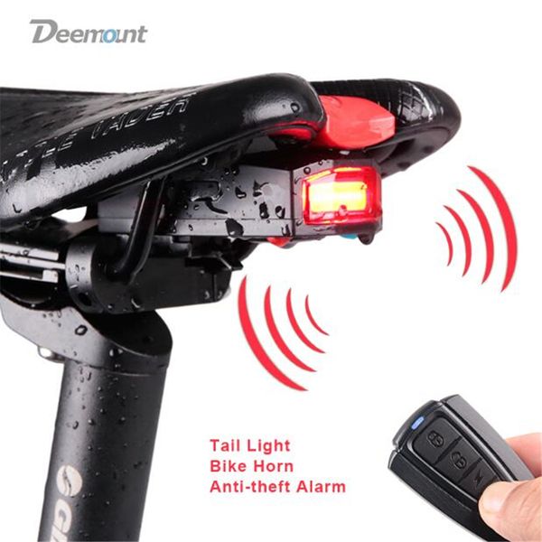 

bicycle rear light + anti-theft alarm usb charge wireless remote control led tail lamp bike finder lantern horn siren warning