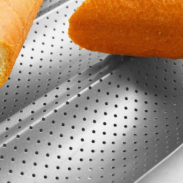 

non-stick perforated french bread pan baguette mold baguette mold wave baker baking tool stainless steel baguette pan