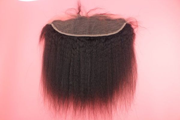 

mongolian kinky straight hair lace frontal clos13x4 ear to ear full frontal with baby hair kinky straight lace frontals pre plucked, Black;brown