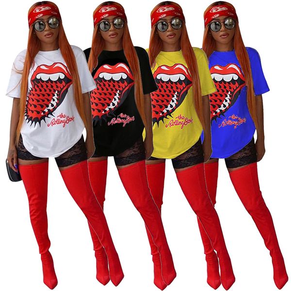 

Womens Printed Big Tongue T-shirt Summer Loose Short Sleeve Girl Clothing Summer Fashion Designer Shirt