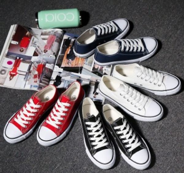 

новое качество холст обувь женская и мужская высокий низкий стиль классический холст обувь повседневная обувь холст, Black