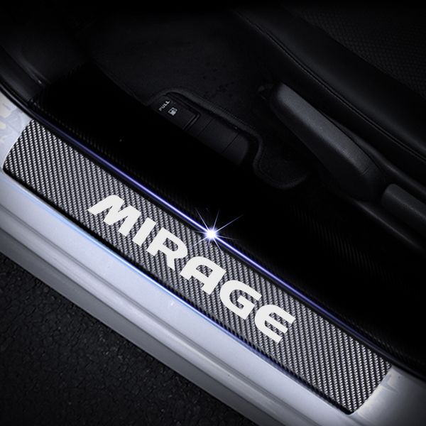 

for mitsubishi mirage door sill protector reflective 4d carbon fiber sticker door entry guard sill 4pcs red