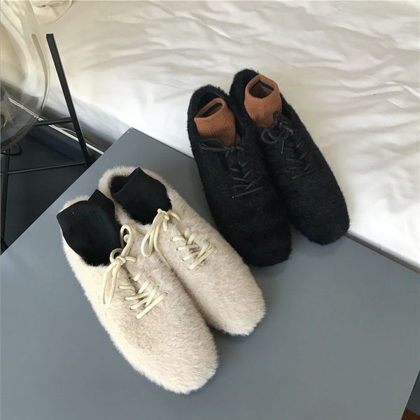 

women moccasin shoes shallow mouth round toe casual female sneakers flats loafers fur autumn 2019 fashion women's moccasins, Black