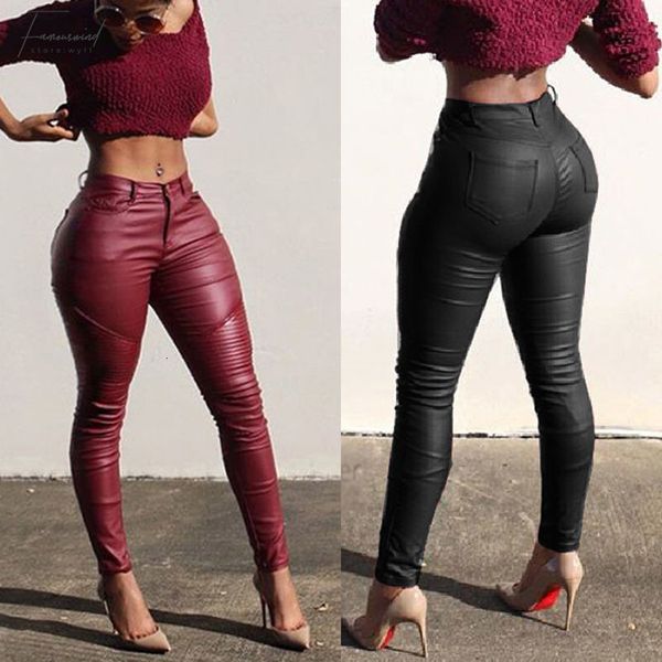 

women designer leggings ladies pants ladies leather skinny leggings stretchy pencil pants trousers women pu skinny pencil pant, Black;white