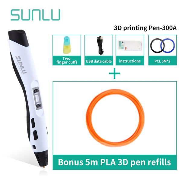 

usb 3d pen sunlu support 1.75mm abs/pla/pcl filament diy drawing pen with oled screen,1-8 digital extruded support5v 2a, Black;red