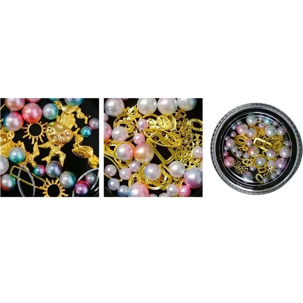 

beauty7 1pcs round pearls acrylic pearls nail art decoration nail rhinestones for acrylic uv gel shinning body art stickers, Black