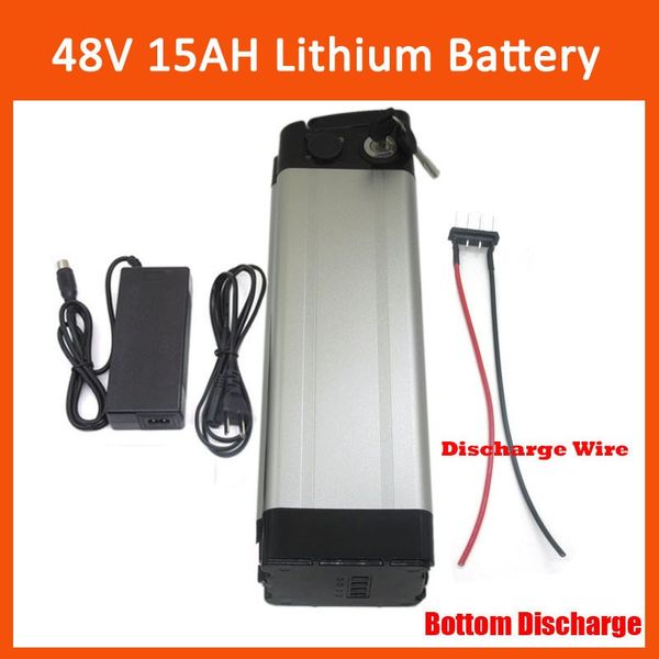 

Перезаряжаемая 750W 48V электрическая литиевая батарея 48V 15AH серебряный аккумулятор с 54.6V 2A зарядным устройством и BMS Нижний разряд