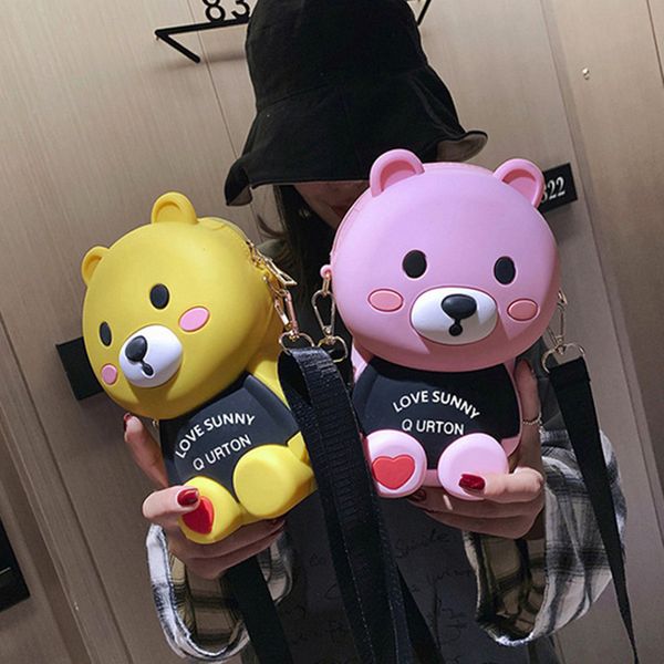 

2019 cartoon zero purse female new cartoon bear silicone single-shoulder mobile phone crossbody bag bag small fashion jelly