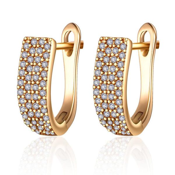 

women luxury u-shape cubic zirconia stud earrings gold silver color gem cz ear studs korean fashion jewelry simple girls gifts, Golden;silver
