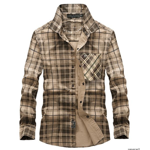 

mens designer 2222 long sleeve plaid large size dark cotton casual shirth, Black;brown