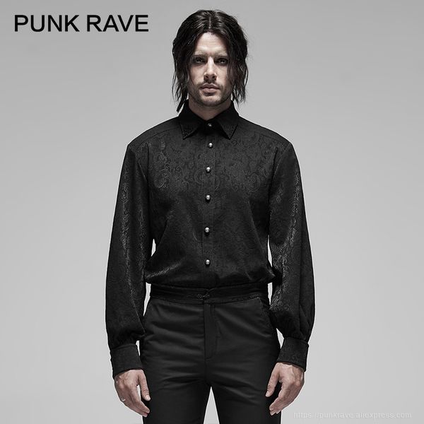 

панк rave мужская gothic жаккарда с длинным рукавом воротник угол байковые pattern party club ужин мужчины блуза, White;black