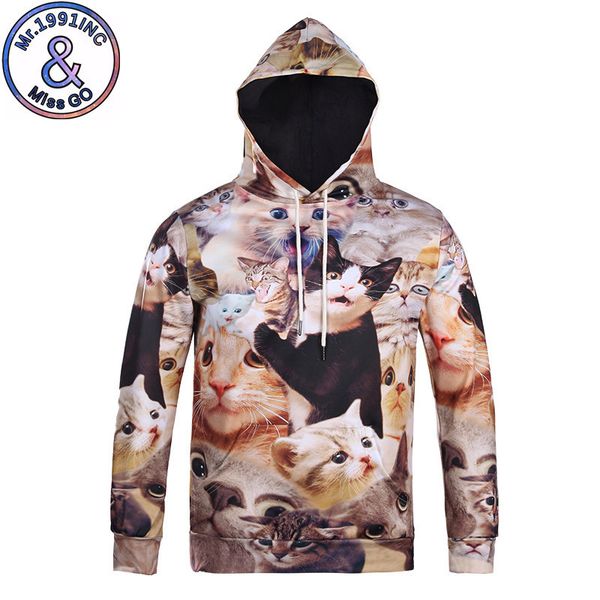 

мужские дизайнерские кошки плотная кошка 3d с капюшоном мужчины и женщины повседневное тонкое теплое пальто пара свитер, Black