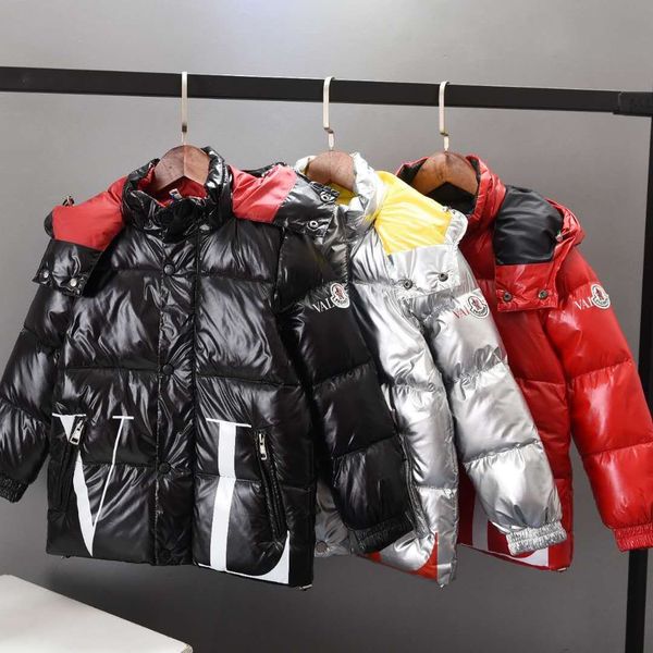 

active down parkas fashion solid color coat kids boy girl brand letter printed brand down coat child winter coat 3 styles wholesale, Blue;gray