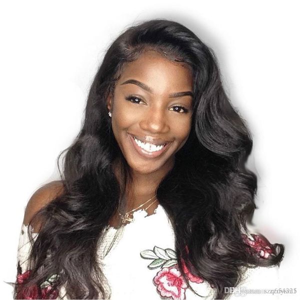 

предварительно сорвал полный кружева фронтальные парики бразильский объемная волна волосы реми человеческие волосы 100% парики, Black