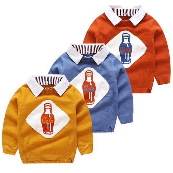 

2018 autumn&winter kids sweaters baby boys sweaters wool pullover sweater jumper casual knitted children clothes, Blue