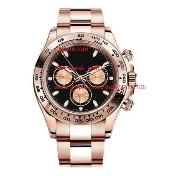 

factory supplier sapphire 40mm 18k pink gold 116505 automatic mechanical mens men's watch watches no chronograph black dial, Slivery;brown