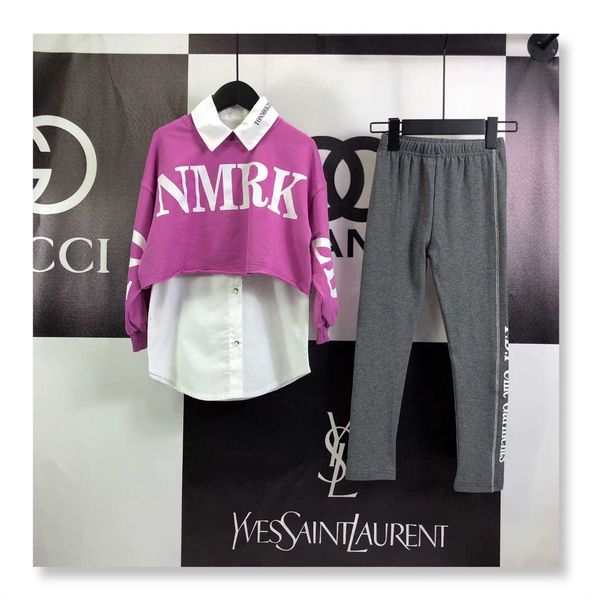 

2019 новый высококачественный детский с длинными рукавами из двух частей костюм190809 # 0004, White