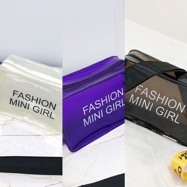 

2019 letter small jelly women's bag laser transparent single shoulder span small bag