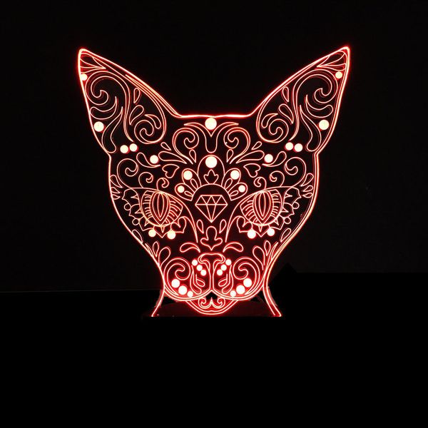 

new pattern leopard face 3d cathead touch switch colorful desk second gram force led vision lamp