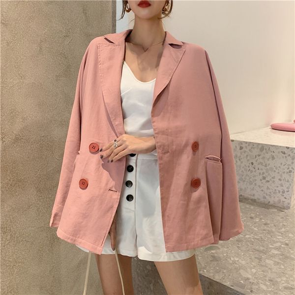 

korean 2019 women oversize blazers and jackets casual pink blazer feminina chic chaqueta mujer elegant blaser feminino, White;black