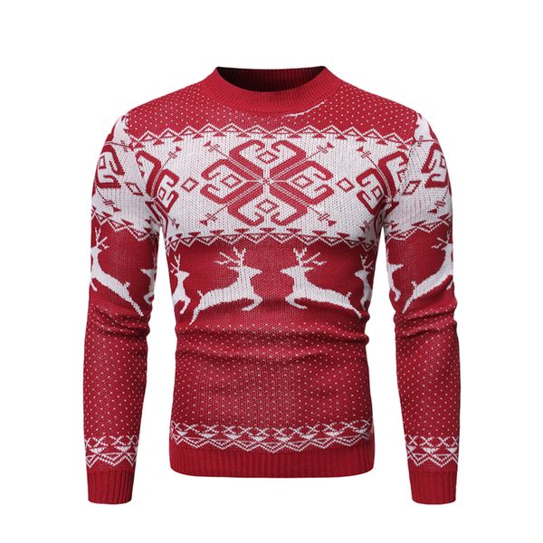 

winter deer print knitted wool pullover casual sweater for men and women sweater couple clothes christmas unisex, White;black