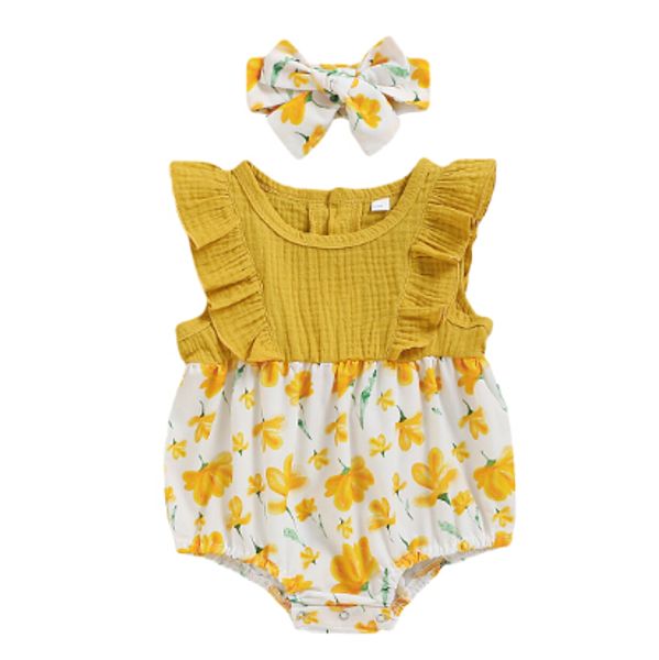

baby girl print bodysuits fashion summer newborn kid baby girl clothes romper jumpsuit bodysuit floral outfit 0-24 months, Blue