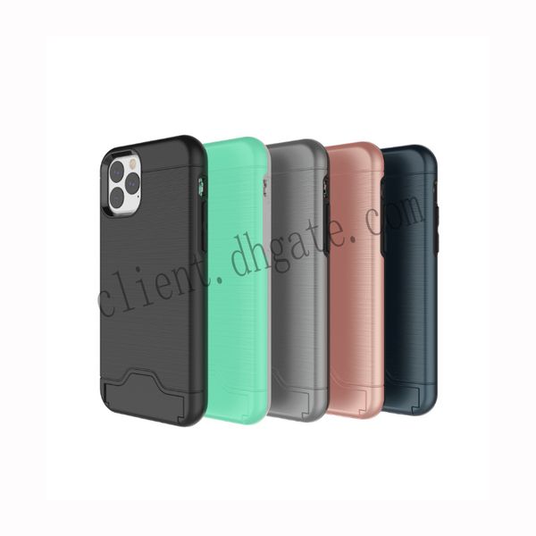 

For iphone 11 pro max bru hed phone ca e card lot holder with retail packaging tpu ca e for iphone x xr max