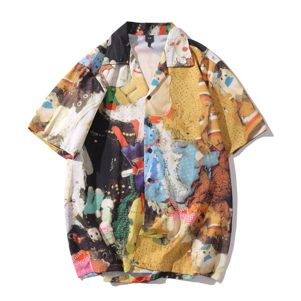 

2020 vintage men brand japanese style shirt hawaii chemise homme harajuku short sleeve quality fit ng summer clothes, White;black