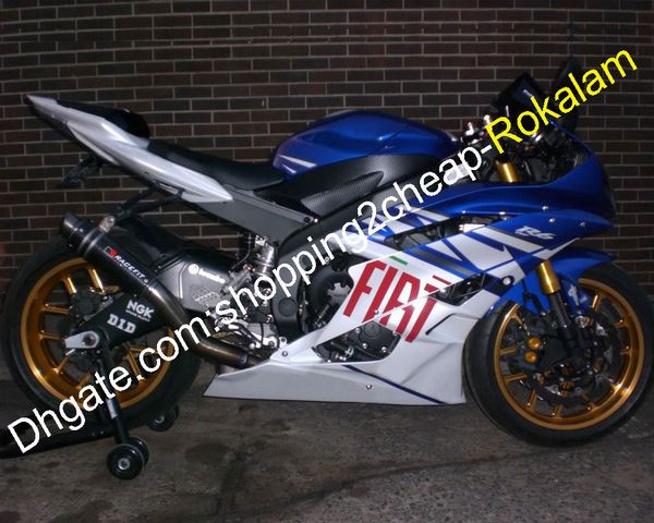 Per Yamaha Carenatura Parte YZF R6 YZFR600 YZFR6 600 Carrozzeria Moto Parti Moto Fit Blu Bianco 2006 2007 06 07 (Stampaggio ad iniezione)