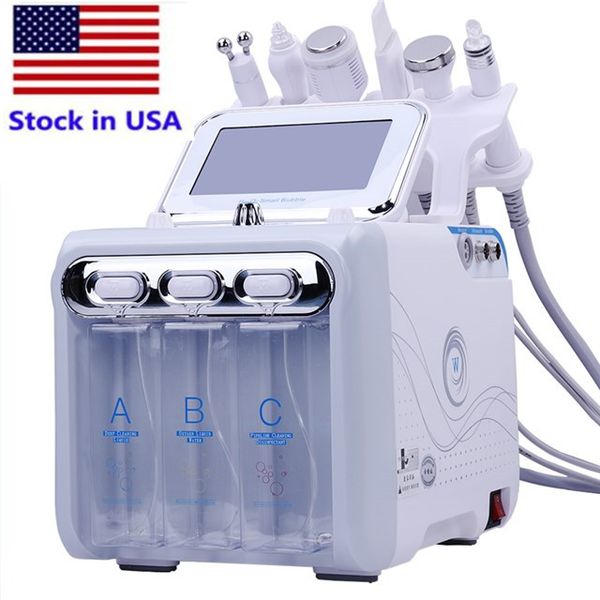 

stock in usa beauty machine with factory price 6 in 1 multifunction h2o2 hydrogen oxygen small bubble facial machine, Black;white