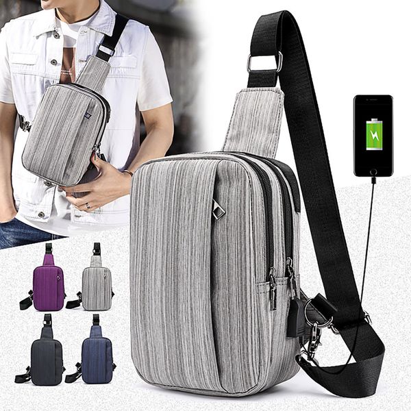 

2019 waist bag men oxford cloth chest bag usb charging interface leisure multi-function belt dropshipping sac banane