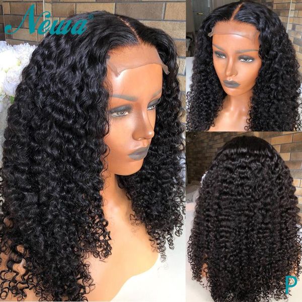 

newa hair 360 lace frontal wig pre plucked curly lace frontal human hair wigs for black women 150%/180% remy with baby, Black;brown