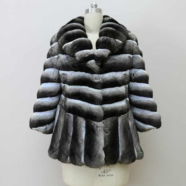 

arlenesain custom 2019 new design chinchilla fur dress style women special design jacket, Black