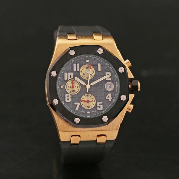 

all subdials work mens watches stainless steel quartz ap wristwatches satch luxury watch gh1, Black;brown