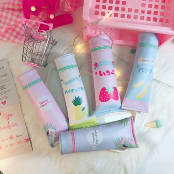 

korean fruit mobilization stero toothpaste pu waterproof school pencil cases stationery pencilcase pencil case for school