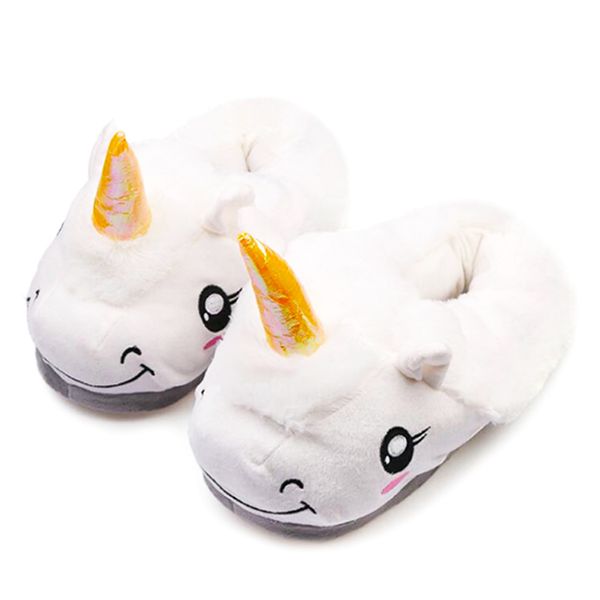 

winter children unicorn slippers for kids plush baby girls boys cartoon cotton slippers with closed heel home flip flops, Black;grey