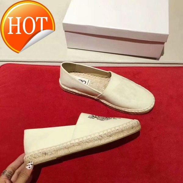 

new couple shoes with tiger head single shoes and embroidered straw shoes original box, Black