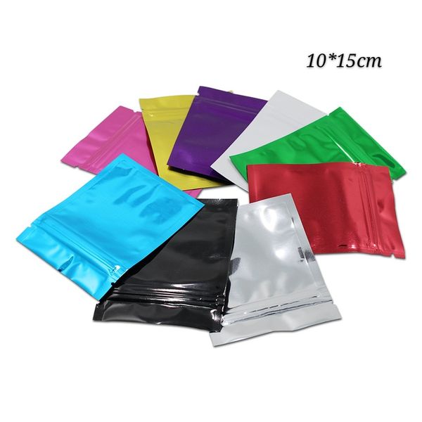 10 * 15cm multi-cores mylar alimentos armazenamento embalagem sacos de alumínio pacote de embalagem para nozes chá café resealable bolsas de bloco de flores secas