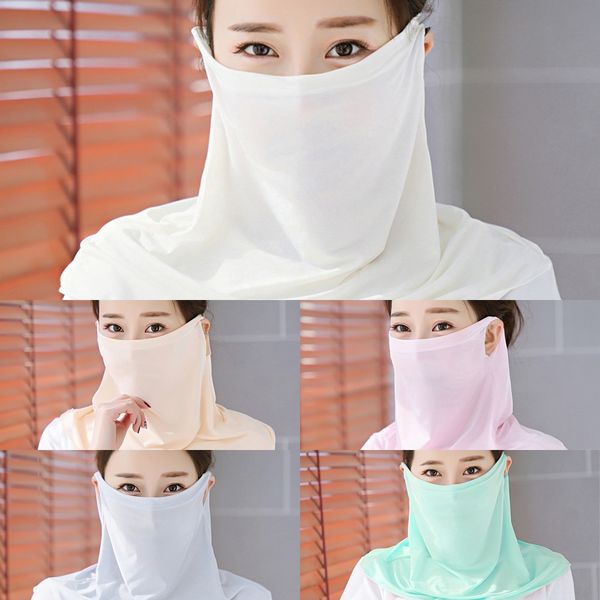 

pn0hj new veil scarf face outdoor silk chiffon handkerchief mask windproof half face dust women scarf party masks, Black