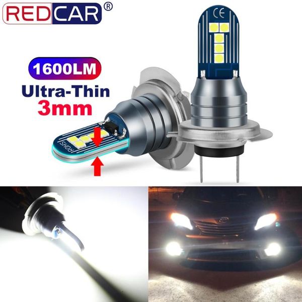 

2pcs ultra-thin h7 led bulb 6000k 10smd 3030 chips automobile fog lights 1600lm auto bulb driving running lamp headlamps dc 12v