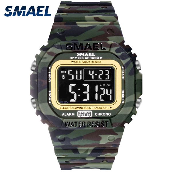 

smael sports watches led digital sport mens watches waterproof digital watch 1801 male clock relogios masculino military watch, Slivery;brown